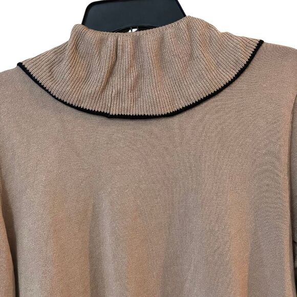 By Design Women's Open Front Ruffle Cardigan Beige with Black Piping. Size XL - Picture 3 of 9